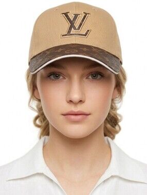 Luxury Fashion Tan and Brown Monogram Baseball Cap w/Tag Manufactured In China